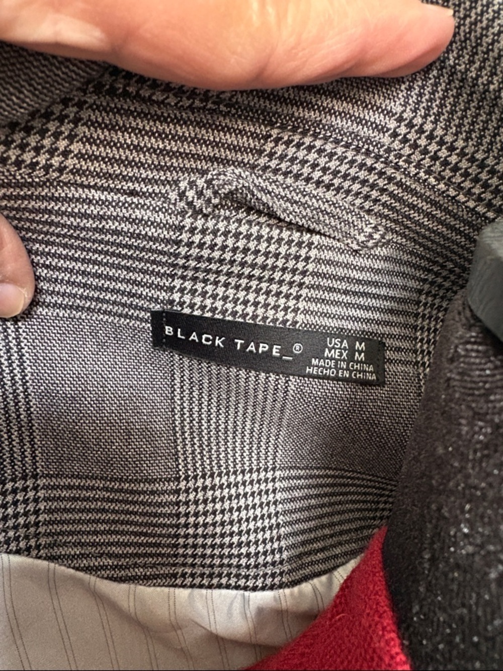 Black Tape_ Gray Plaid Trench Coat with Belt - Picture 2 of 7